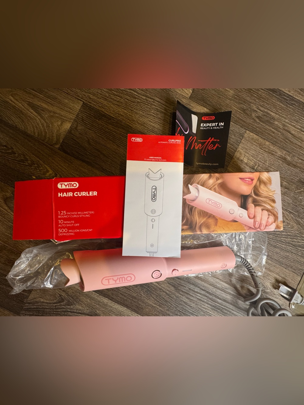 TYMO Pink Hair Curler - Automatic Curling Iron